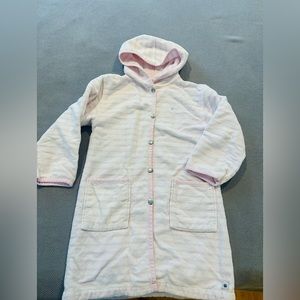 Petit Bateau 100% Cotton striped pink and white terrycloth bathrobe size 8yrs